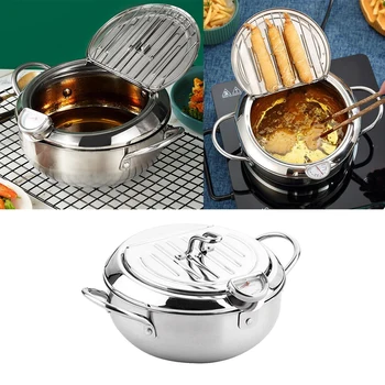 Stainless Steel Deep Fryer Pan Japanese Cooking Frying Pot with Thermometer Non Stick Mini Deep Fryer Pot
Stainless Steel Deep Fryer Pan Japanese Cooking Frying Pot with Thermometer Non Stick Mini Deep Fryer Pot