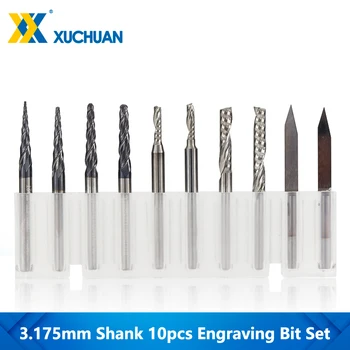 10pcs 3.175mm Shank CNC Engraving Bit Set Carbide Router Bit for Wood PVC Tapered Ball Nose/Single Flute/PCB 3D Milling Cutter
10pcs 3.175mm Shank CNC Engraving Bit Set Carbide Router Bit for Wood PVC Tapered Ball Nose/Single Flute/PCB 3D Milling Cutter