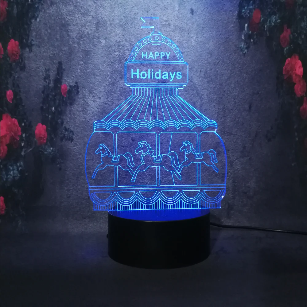 girl heart creative birthday gift carousel lighting 7 color