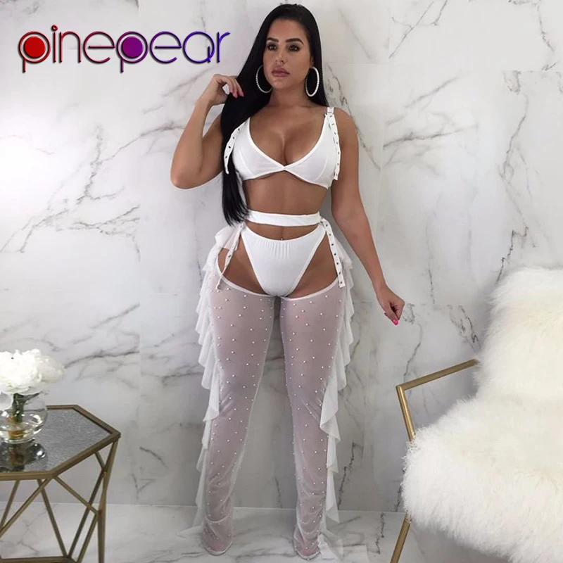 PinePear 2020 Pearl Mesh Sexy 3 Pieces Set Women Bra and Shorts and Pants Matching Sets Sexy Hollow Out Night Party Club Outfits
PinePear 2020 Pearl Mesh Sexy 3 Pieces Set Women Bra and Shorts and Pants Matching Sets Sexy Hollow Out Night Party Club Outfits