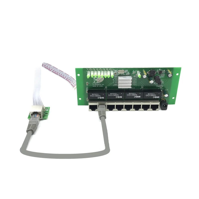 

OEM PBC 8 Port Gigabit Ethernet Switch 8 Port met 8 pin way header 10/100/1000 m hub 8way power pin Pcb board OEM schroef gat