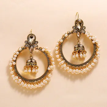 Indian Bollywood Gold Crystal Handmade jhumka Jhumki Ethnic Earrings Jewelry for Women Big Tassel Afghan Pearl Drop Earring
Indian Bollywood Gold Crystal Handmade jhumka Jhumki Ethnic Earrings Jewelry for Women Big Tassel Afghan Pearl Drop Earring