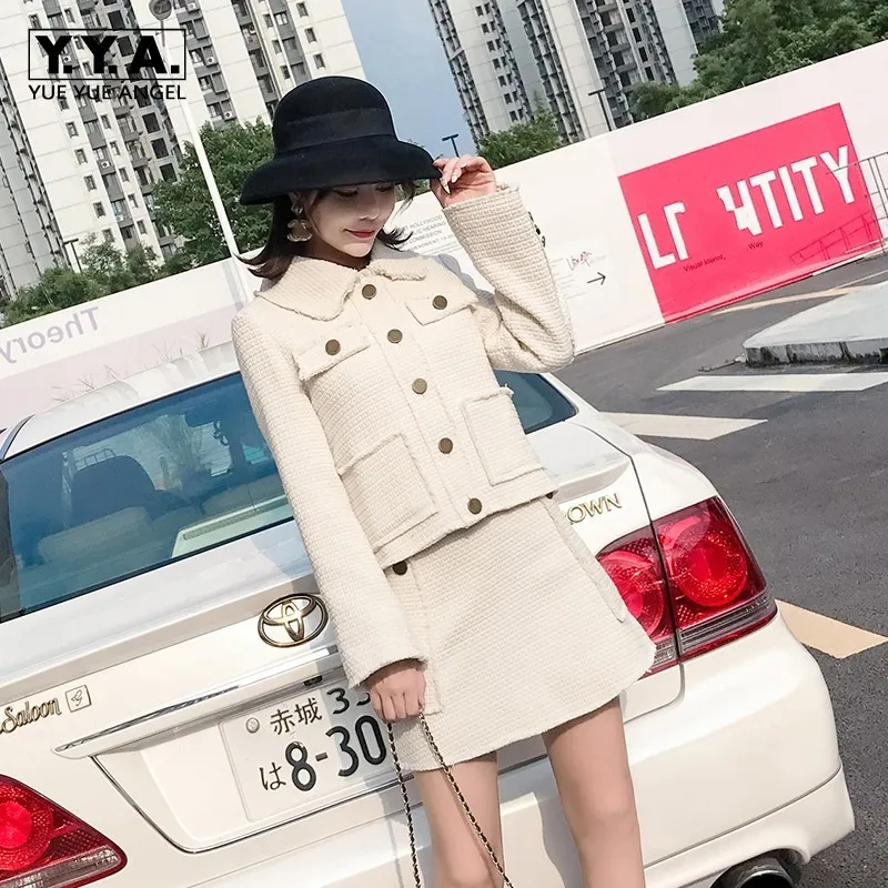 Spring New Women Tweed Jacket 2pcs Sets Wrap Mini Skirt Office Ladies Slim Fit Outfits Suits Beige Twill Coats Two Piece Suit
Spring New Women Tweed Jacket 2pcs Sets Wrap Mini Skirt Office Ladies Slim Fit Outfits Suits Beige Twill Coats Two Piece Suit