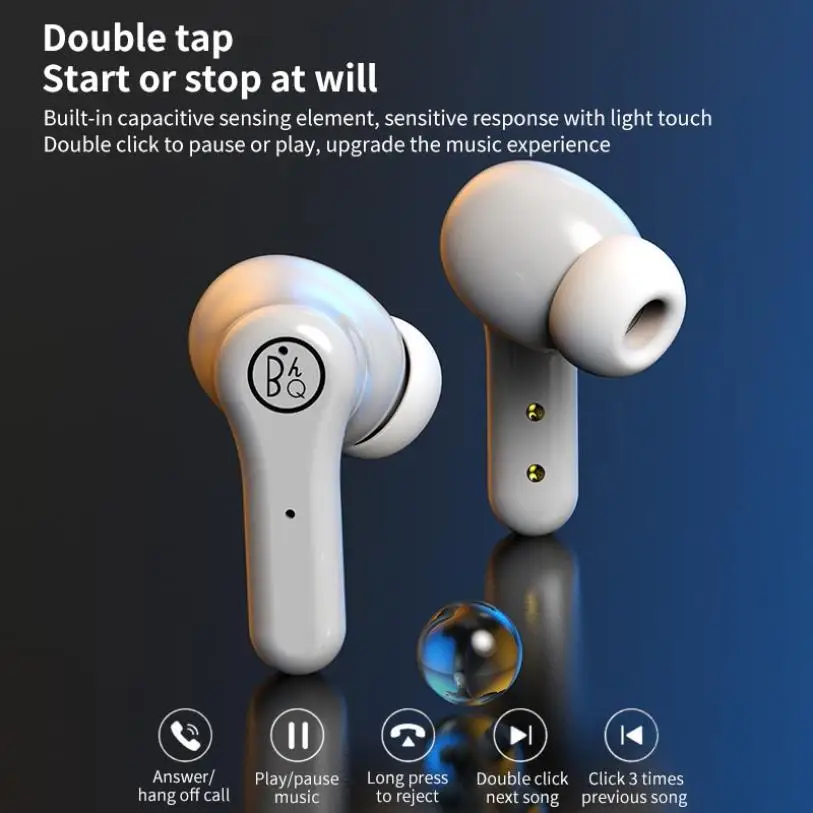 Original HBQ ANC Pro Bluetooth V5.1 Headset Active Noise Cancelling LED Display Mini Wireless Touch Control Earbuds TWS Earphone