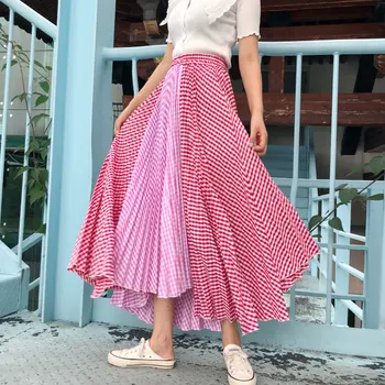 2020 Irregular Summer Skirt Preppy Style Plaid Printed Elastic High Waist Korean Women Skirts Patchworyk Party Maxi Skirt Jupe
2020 Irregular Summer Skirt Preppy Style Plaid Printed Elastic High Waist Korean Women Skirts Patchworyk Party Maxi Skirt Jupe