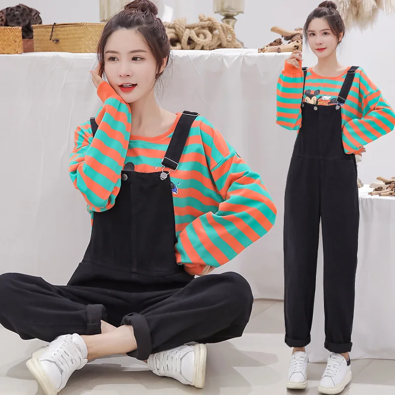 Pregnant Women Autumn Clothing Set Fashion Models 2019 New Style Loose-Fit Stripes Sweater Cowboy Suspender Pants Loose-Fit Nurs
Pregnant Women Autumn Clothing Set Fashion Models 2019 New Style Loose-Fit Stripes Sweater Cowboy Suspender Pants Loose-Fit Nurs