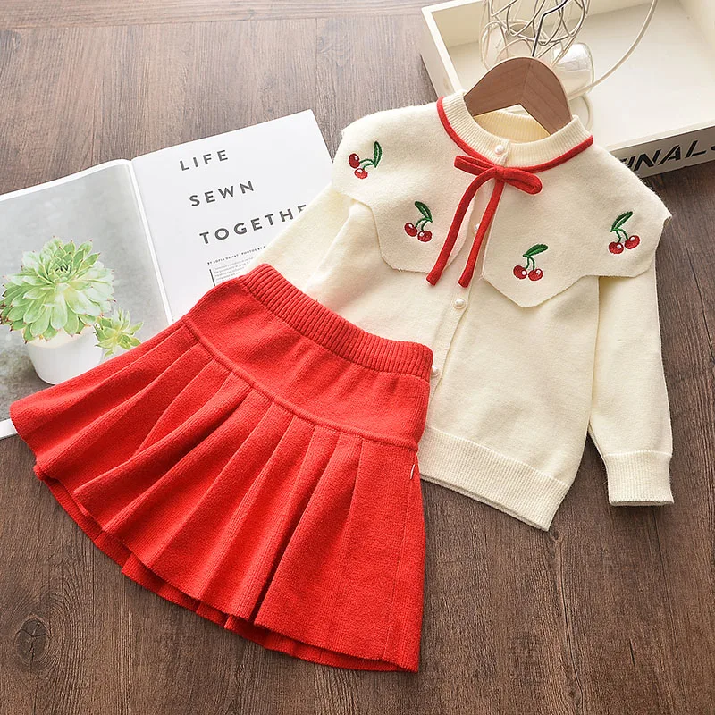 Baby Girl Strawberry Ruffled Sweater Dress Set