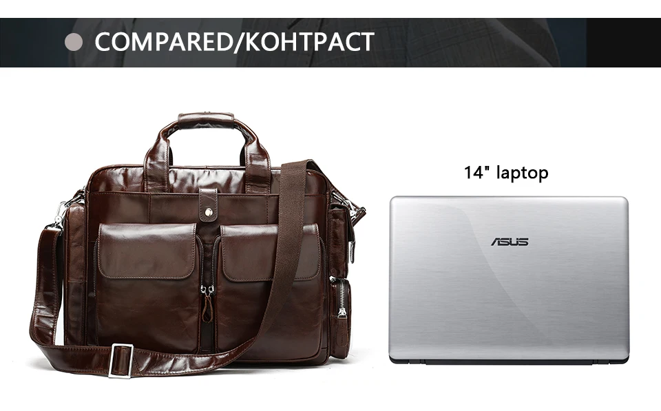 Fashion Bag Men's Briefcase/Genuine Leather Laptop Bag Leather Office