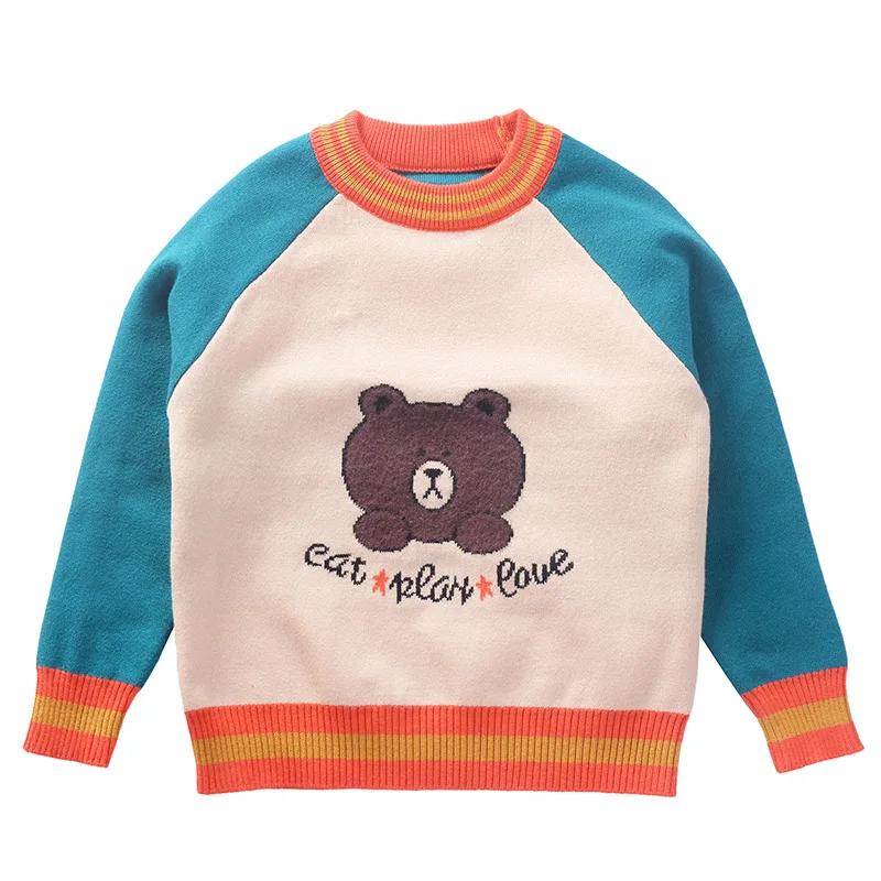 quality cute bear patter warm winter boys girls sweaters spliced color kids knitted wear pullover children's clothing
quality cute bear patter warm winter boys girls sweaters spliced color kids knitted wear pullover children's clothing