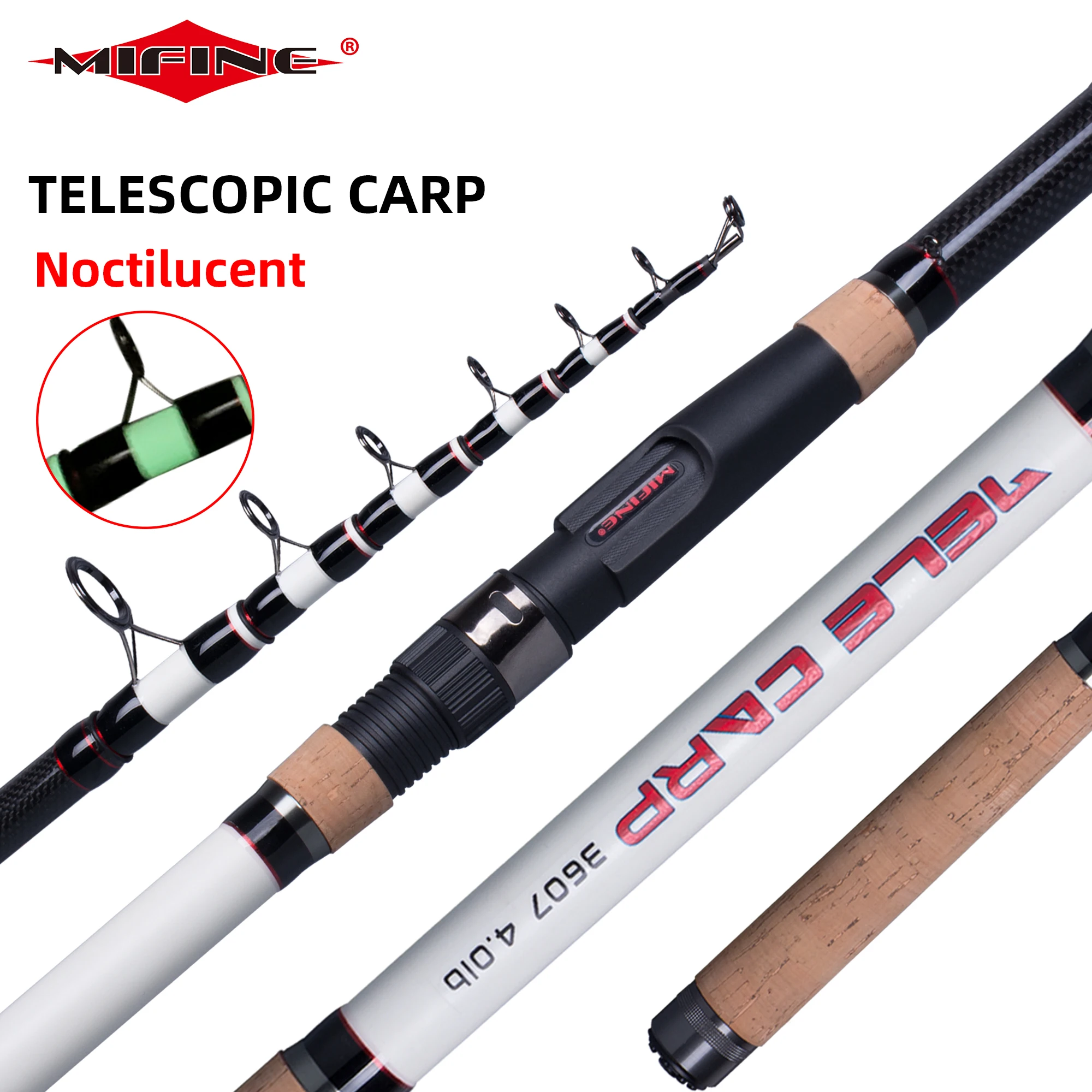 MIFINE Telescopic Carp Fishing Rod 4.0lb 3.9/3.6/3.3/3.0/2.7m Carbon Fiber Surf Spinning Rod Power 60-200g Noctilucent Hard Pole
MIFINE Telescopic Carp Fishing Rod 4.0lb 3.9/3.6/3.3/3.0/2.7m Carbon Fiber Surf Spinning Rod Power 60-200g Noctilucent Hard Pole