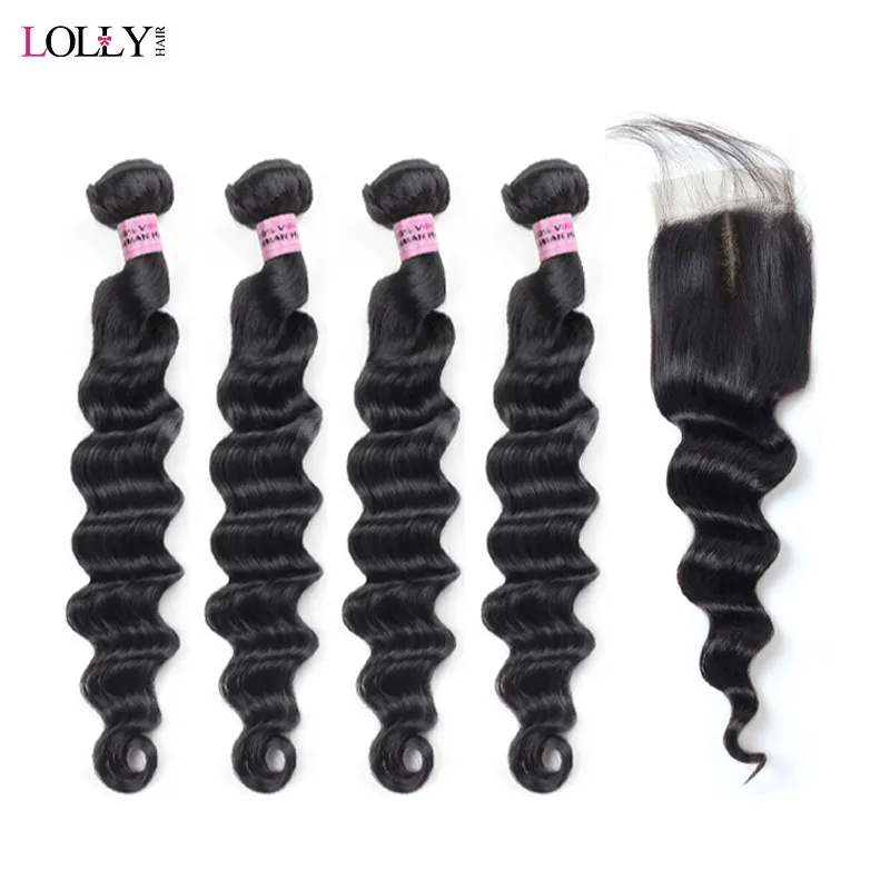 Lolly 4 Bundles Loose Deep Wave Hair With Lace Closure Peruvian Human Hair Weave Bundles with Closure Non Remy Hair Extension
Lolly 4 Bundles Loose Deep Wave Hair With Lace Closure Peruvian Human Hair Weave Bundles with Closure Non Remy Hair Extension