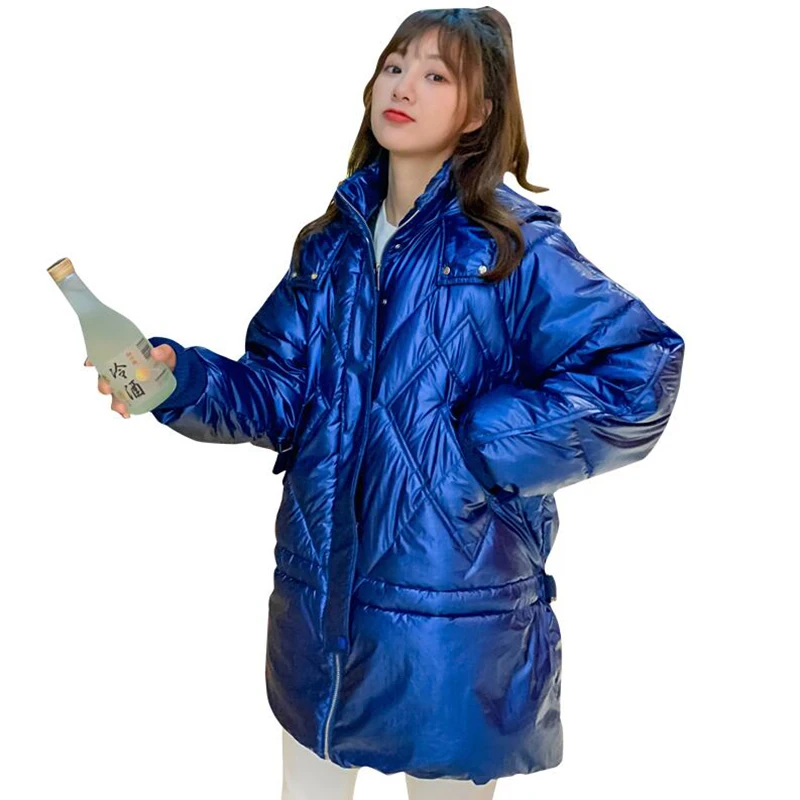 2019 Fashion Winter Glossy Down Parka Women Jackes large size Winter Blue Thick Warm Parka Hooded Coat Loose Jackets Outerwear
2019 Fashion Winter Glossy Down Parka Women Jackes large size Winter Blue Thick Warm Parka Hooded Coat Loose Jackets Outerwear