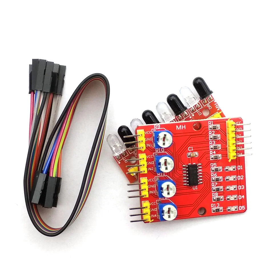 

Four-Way Infrared Tracing 4 Channel Tracking Sensor Module Transmission Line Modules Obstacle Avoidance For Uno