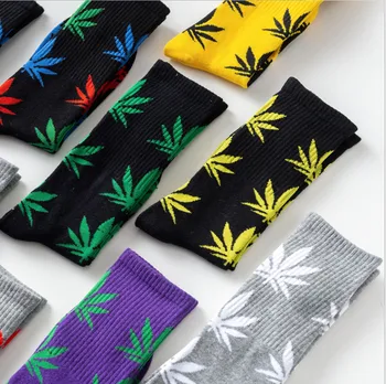 

2020 Cool Bamboo Summer Women Men's Funny Ankle Socks Hemp Meias Long Happy Maple Leaf sokken Cotton Weed Grass White Black Sock