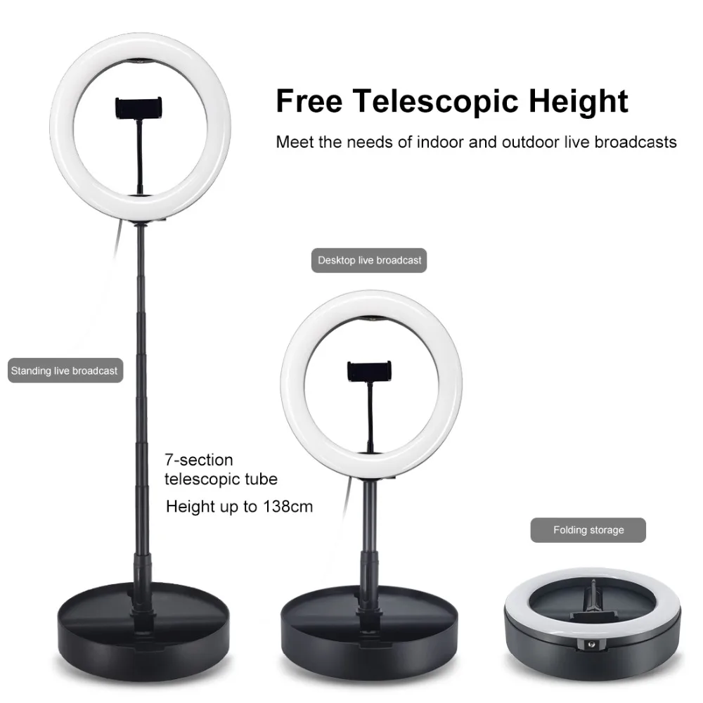 26cm 10.2'' Foldable LED Selfie Phone Ring Light&Light Stand&Phone Clip Holder for Makeup Youtube VK TikTok Live Show Broadcast
26cm 10.2'' Foldable LED Selfie Phone Ring Light&Light Stand&Phone Clip Holder for Makeup Youtube VK TikTok Live Show Broadcast
