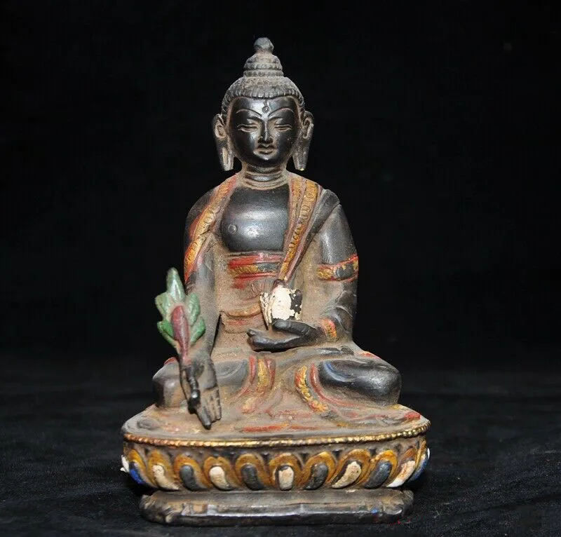 Wedding Decoration 5"Tibet Fane bronze Painted Amitabha Sakyamuni Shakyamuni Medicine Buddha statue 
Wedding Decoration 5"Tibet Fane bronze Painted Amitabha Sakyamuni Shakyamuni Medicine Buddha statue