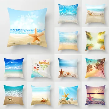 Simple New Summer Tropical Beach Blue Pillow Covers Shell Starfish Palm Print Sofa Cushions Case Livingroom Throw Pillow Cases
Simple New Summer Tropical Beach Blue Pillow Covers Shell Starfish Palm Print Sofa Cushions Case Livingroom Throw Pillow Cases