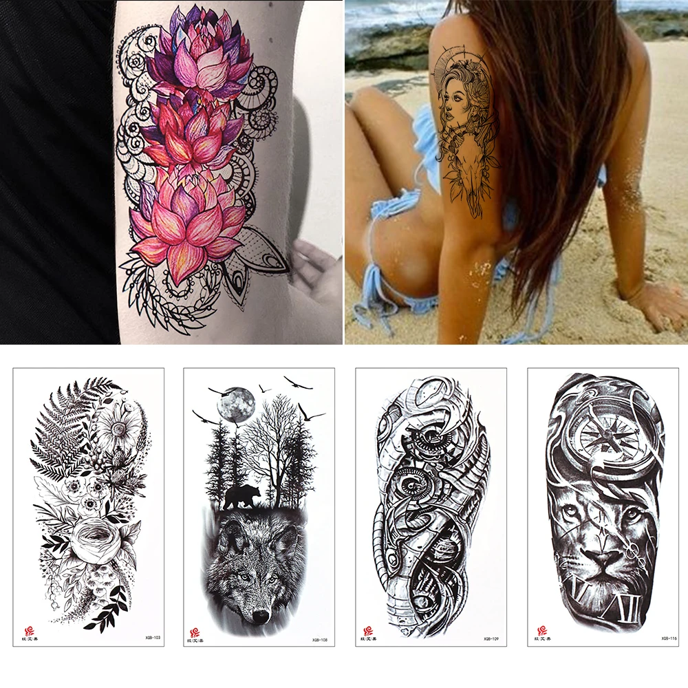 Фото 1 лист модные 3D Цветы татуировки наклейки водонепроницаемые - купить