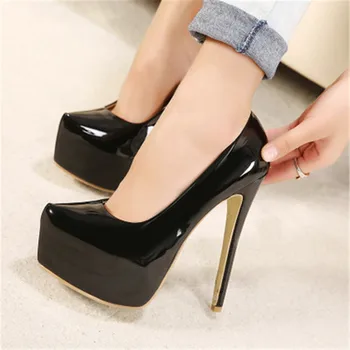 Spring Autumn Women Shoe Sexy Wedding Round Toe 15CM Woman Pumps Platform Very High Heel Pumps Candy Color Stilettos black white 
Spring Autumn Women Shoe Sexy Wedding Round Toe 15CM Woman Pumps Platform Very High Heel Pumps Candy Color Stilettos black white