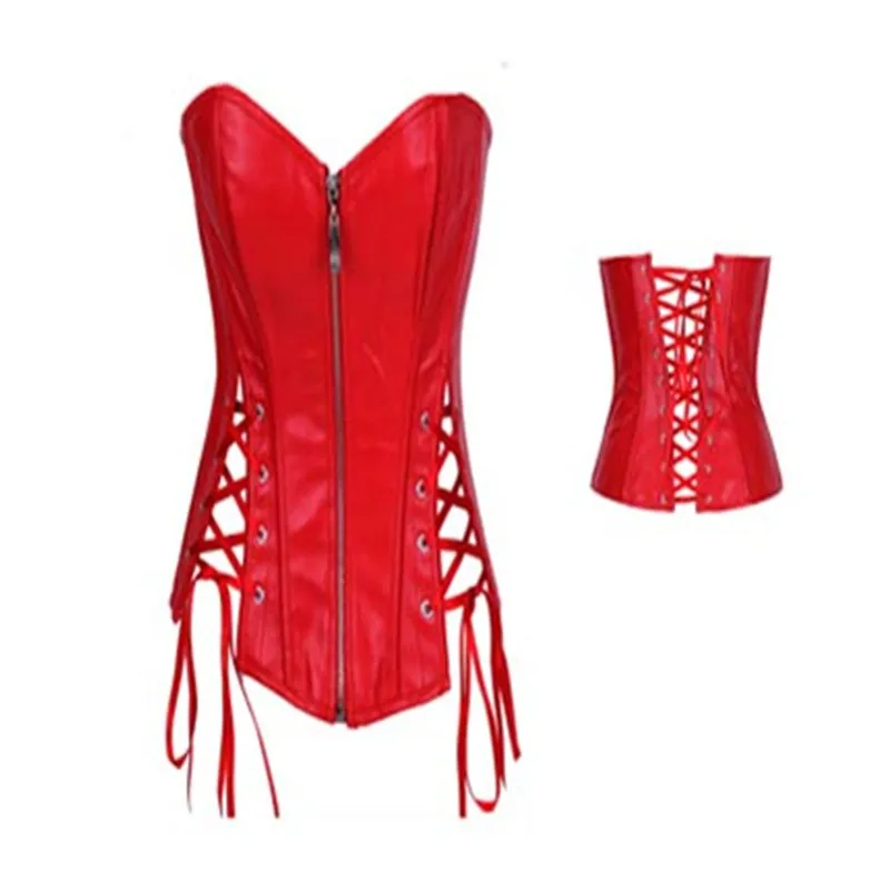 Women Black Strapless Faux Leather Red PVC Sexy Corset Front Zipper Hollow Out Bustier Corsets S-XXL
Women Black Strapless Faux Leather Red PVC Sexy Corset Front Zipper Hollow Out Bustier Corsets S-XXL