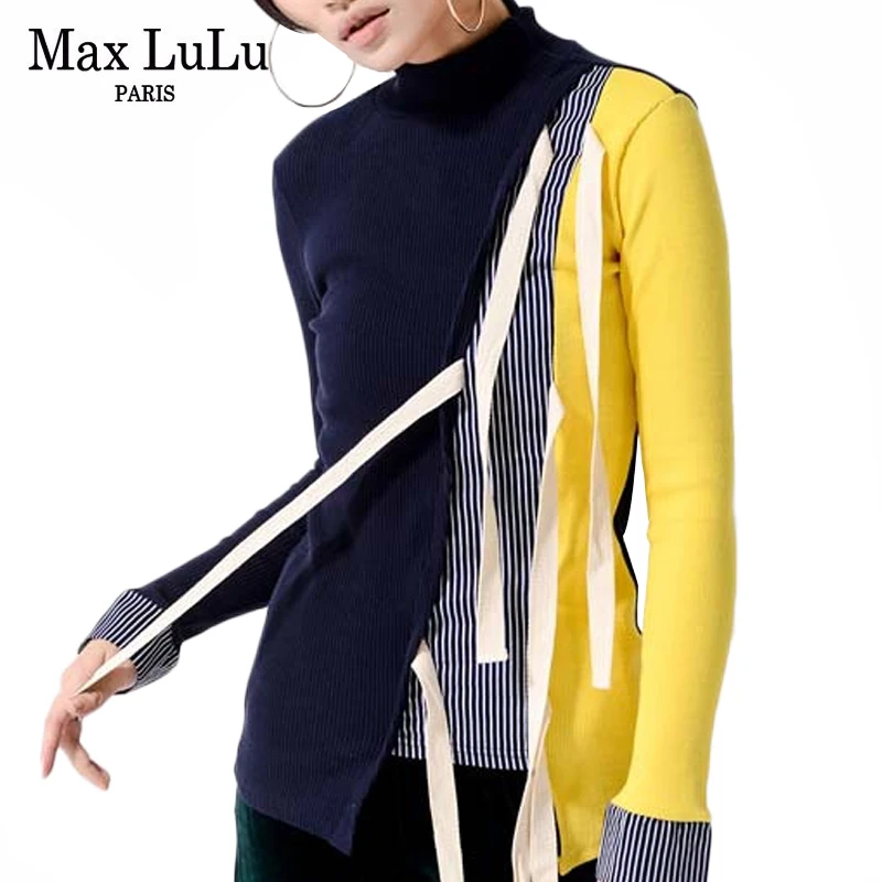 Max LuLu Winter Fashion Korean Brand Ladies Punk Knitwear Womens Turtleneck Striped Knitted Sweaters Vintage Patchwork Pullovers 
Max LuLu Winter Fashion Korean Brand Ladies Punk Knitwear Womens Turtleneck Striped Knitted Sweaters Vintage Patchwork Pullovers