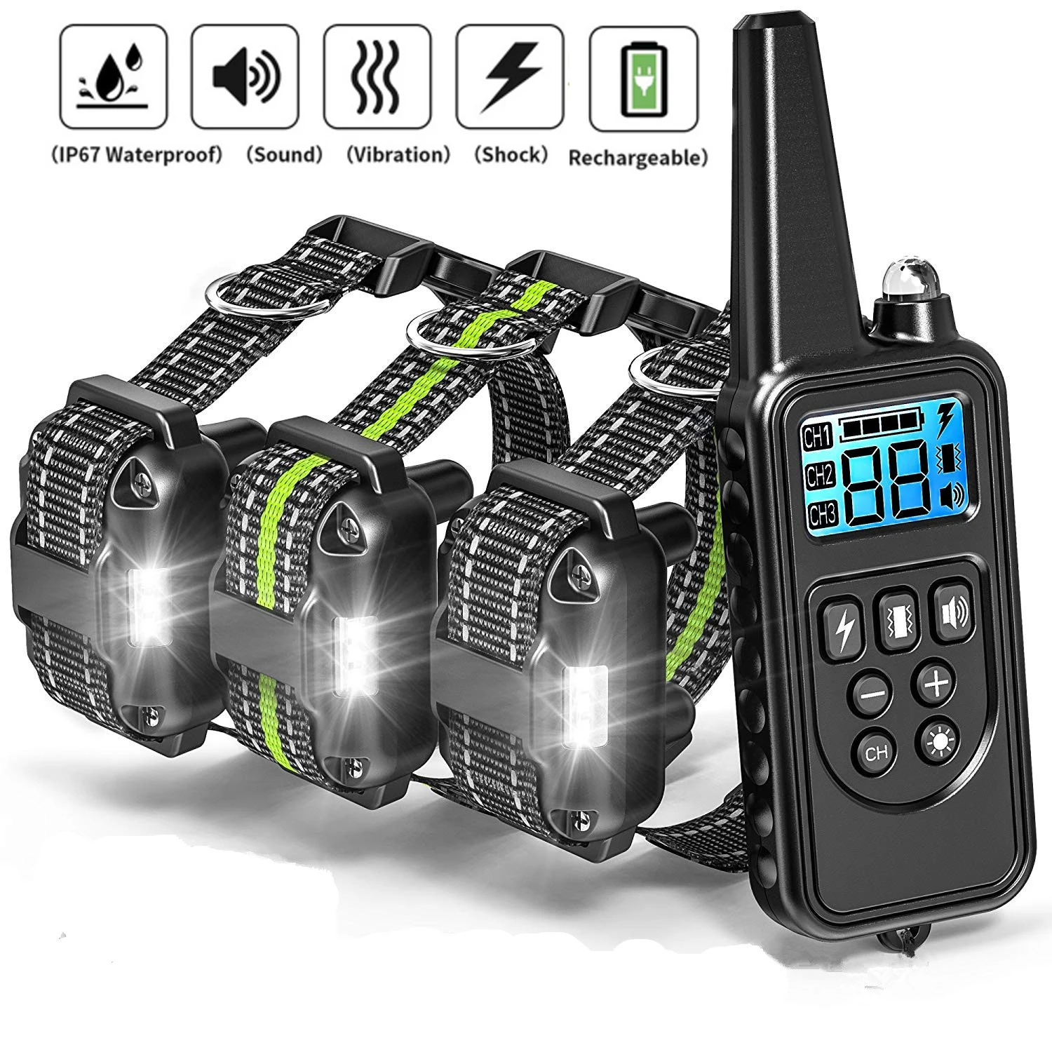 800m Dog Training collar Electric Shock vibration sound with LED Rechargeable Adjustable Levels For dogs Training dog supplies
800m Dog Training collar Electric Shock vibration sound with LED Rechargeable Adjustable Levels For dogs Training dog supplies