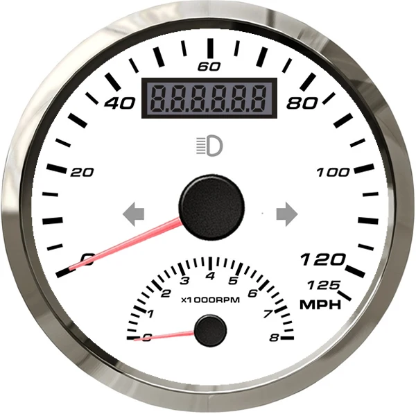 125mph 0-8000RPM Left Right High Beam GPS Speedometer Tachometer Over Speed Alarm Odometer GPS Antenna 85mm Motor Waterproof
125mph 0-8000RPM Left Right High Beam GPS Speedometer Tachometer Over Speed Alarm Odometer GPS Antenna 85mm Motor Waterproof