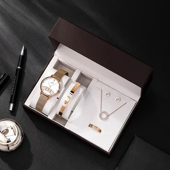 Women Quartz Watch Set Creative Simple Watch Bracelet Necklace Earrings Ring Sets Female Jewelry Set Watch Lady's Girl Mom Gift
Women Quartz Watch Set Creative Simple Watch Bracelet Necklace Earrings Ring Sets Female Jewelry Set Watch Lady's Girl Mom Gift