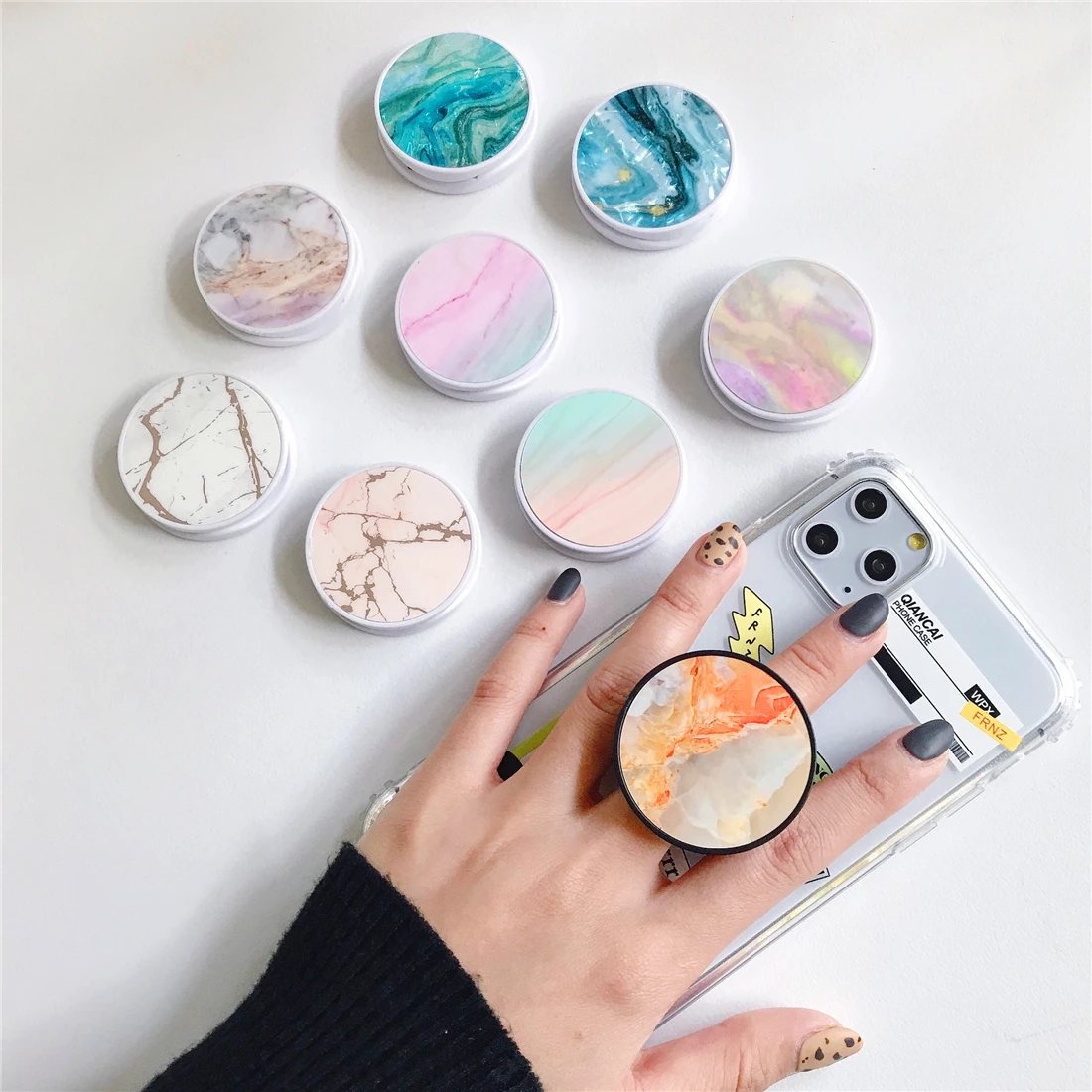 Glossy Popular Marble Expanding Phone Stand Grip Finger Rring Support Anti-Fall Round Foldable Mobile Phone Holder for iPhone 11 Glossy Popular Marble Expanding Phone Stand Grip Finger Rring Support Anti-Fall Round Foldable Mobile Phone Holder for iPhone 11
