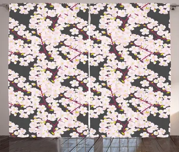 Cherry Blossom Curtains Japanese Asian Botanical Pattern of Floral Branches Continuous Pattern Living Room Bedroom Window Drapes 
Cherry Blossom Curtains Japanese Asian Botanical Pattern of Floral Branches Continuous Pattern Living Room Bedroom Window Drapes