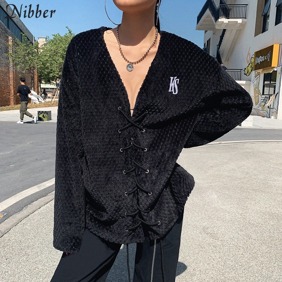 Nibber fall winter high quality knitting long Jacket womens Harajuku black V-neck coat mujer 2020 pure Elegant leisure Outwear 
Nibber fall winter high quality knitting long Jacket womens Harajuku black V-neck coat mujer 2020 pure Elegant leisure Outwear
