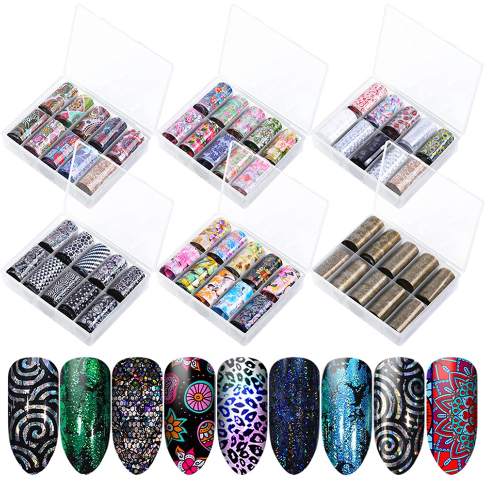 10Pcs/Box Holographic Nail Foil Set Transparent Box Nail Foil Sticker Rose Flower Transfer Decal Nails Art Decoration Manicure
10Pcs/Box Holographic Nail Foil Set Transparent Box Nail Foil Sticker Rose Flower Transfer Decal Nails Art Decoration Manicure