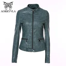 Куртка AORRYVLA женская из искусственной кожи приталенная Черная