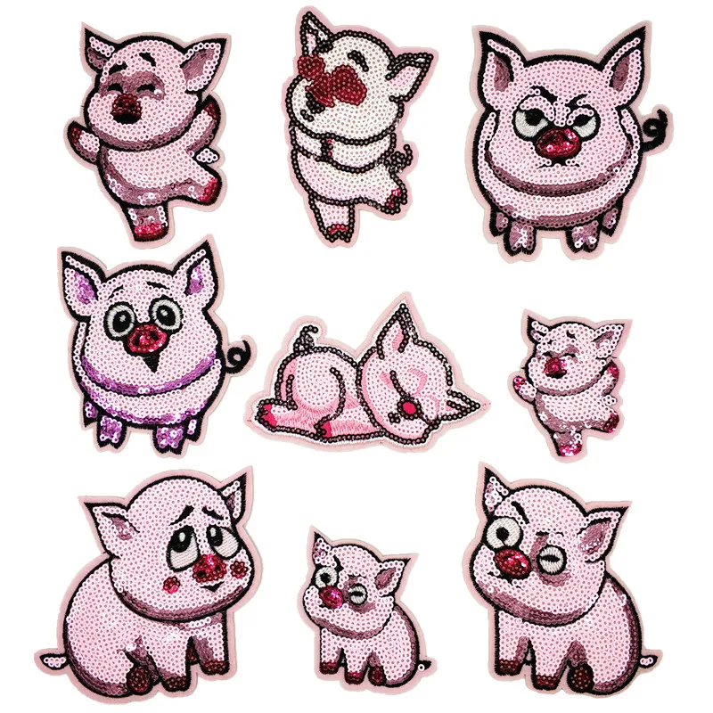Iron on Cute Animal Patches for Clothing Stripes Sequins Pig Badges Sticker on Clothes Embroidered Patches for The Coat Applique
Iron on Cute Animal Patches for Clothing Stripes Sequins Pig Badges Sticker on Clothes Embroidered Patches for The Coat Applique