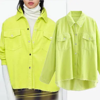 2020 Spring Women Bright Green Color Corduroy Jacket Loose Single Breasted Coat Fashion Button Down Tassel Jacket
2020 Spring Women Bright Green Color Corduroy Jacket Loose Single Breasted Coat Fashion Button Down Tassel Jacket