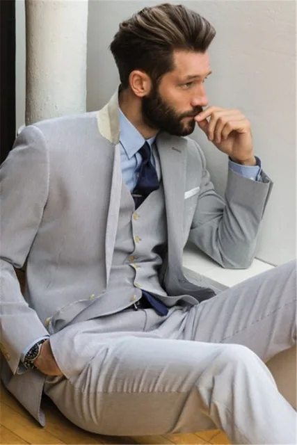 Light Gray Men Suits Notch Lapel Two Buttons Terno Slim Fit Tuxedos Custom Marriage Homme (Jacket+Pant+Vest+Tie+Handkerchiefes)
Light Gray Men Suits Notch Lapel Two Buttons Terno Slim Fit Tuxedos Custom Marriage Homme (Jacket+Pant+Vest+Tie+Handkerchiefes)