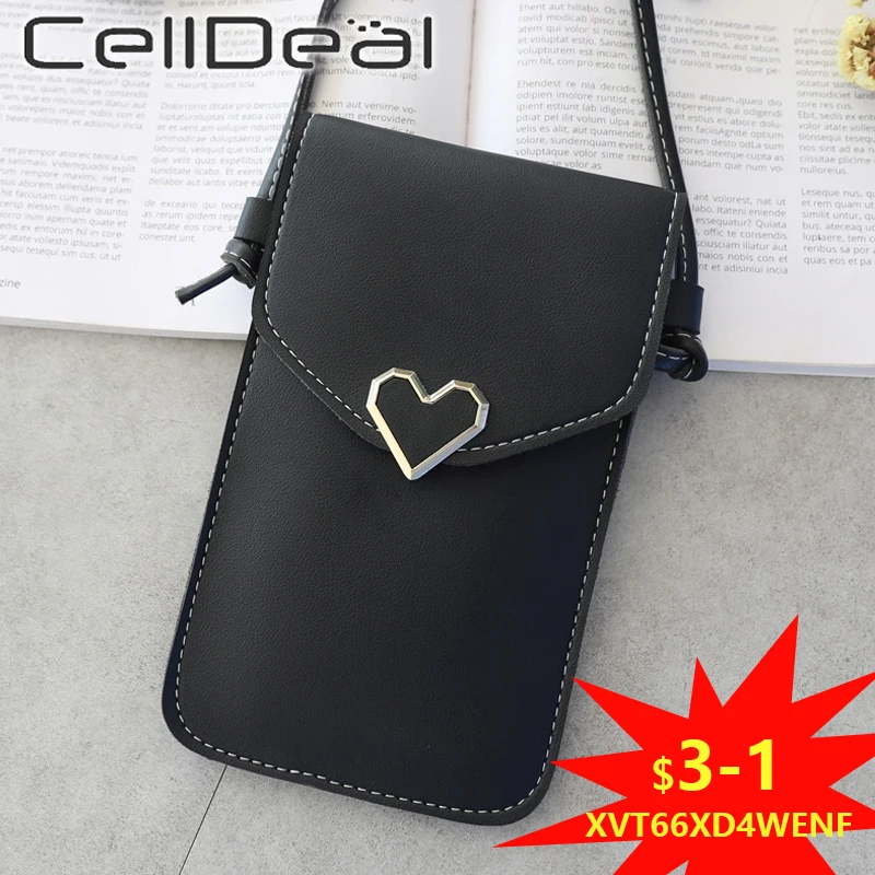 Women's Touch Screen Cell Phone Purse Transparent Simple Bag Heart Shape Buckle Wallets PU Leather Shoulder Light Handbags
Women's Touch Screen Cell Phone Purse Transparent Simple Bag Heart Shape Buckle Wallets PU Leather Shoulder Light Handbags