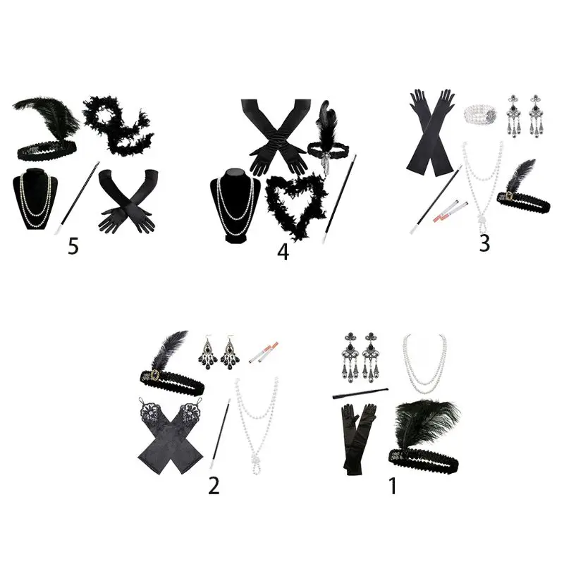 1920s Accessories Headband Earrings Necklace Gloves Cigarette Holder Cosplay Halloween Party for Women Flapper Costume Headpiece
1920s Accessories Headband Earrings Necklace Gloves Cigarette Holder Cosplay Halloween Party for Women Flapper Costume Headpiece