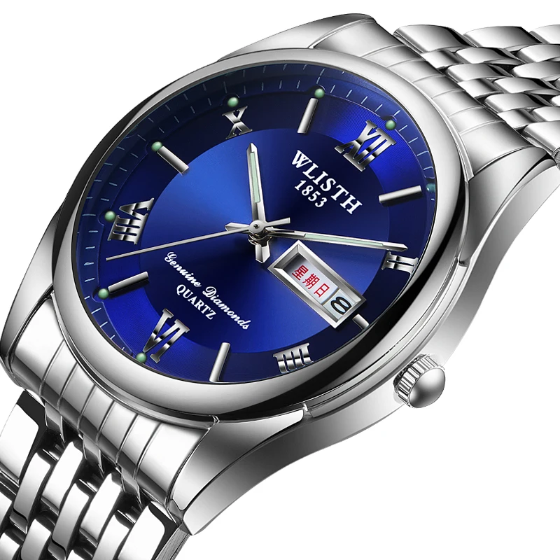 Luxury brand stainless steel strap quartz movement alloy case luminous waterproof double calendar men's watch Relogio Masculino
Luxury brand stainless steel strap quartz movement alloy case luminous waterproof double calendar men's watch Relogio Masculino