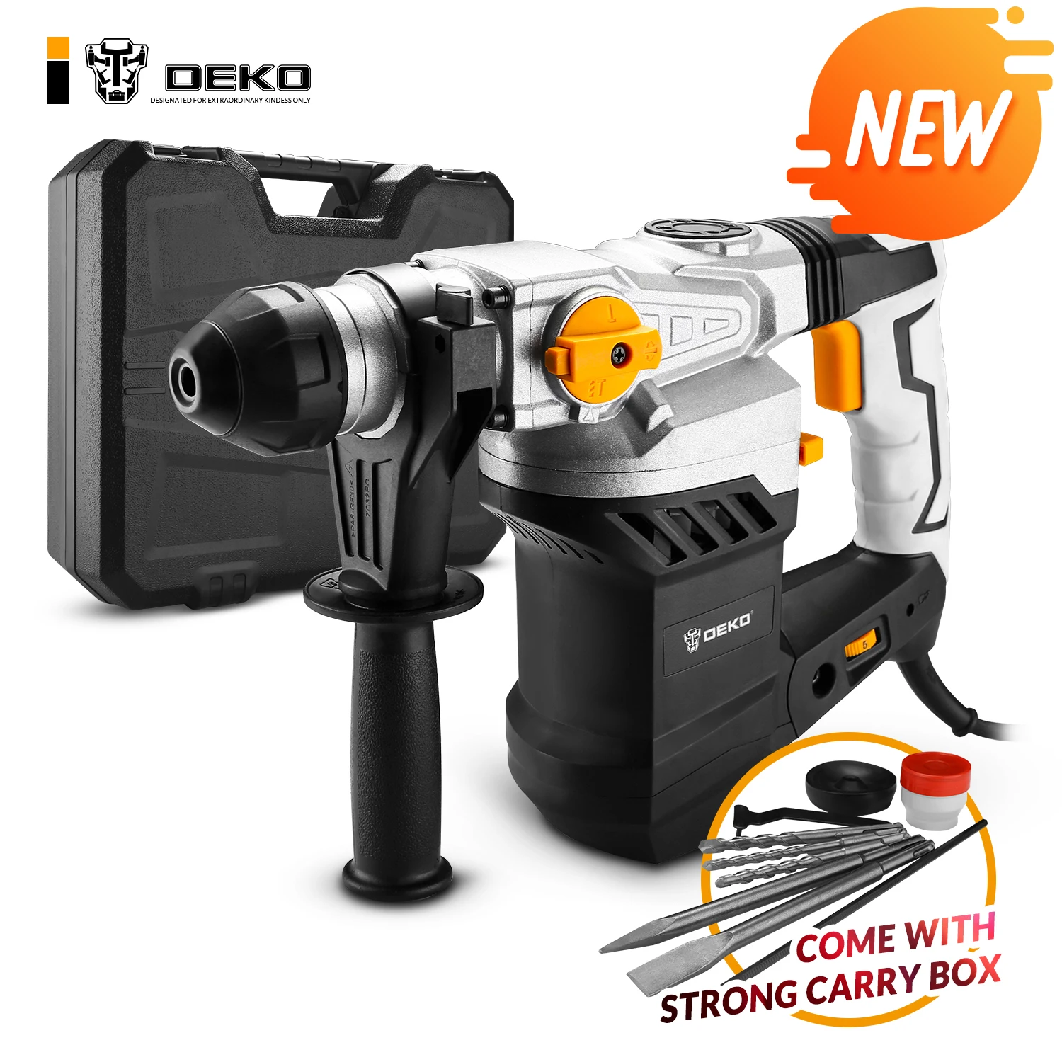 DEKO DKRH32LD1 2000W 220V Multifunctional Rotary Hammer with BMC and 6pcs Accessories Electric Demolition Hammer Impact Drill
DEKO DKRH32LD1 2000W 220V Multifunctional Rotary Hammer with BMC and 6pcs Accessories Electric Demolition Hammer Impact Drill