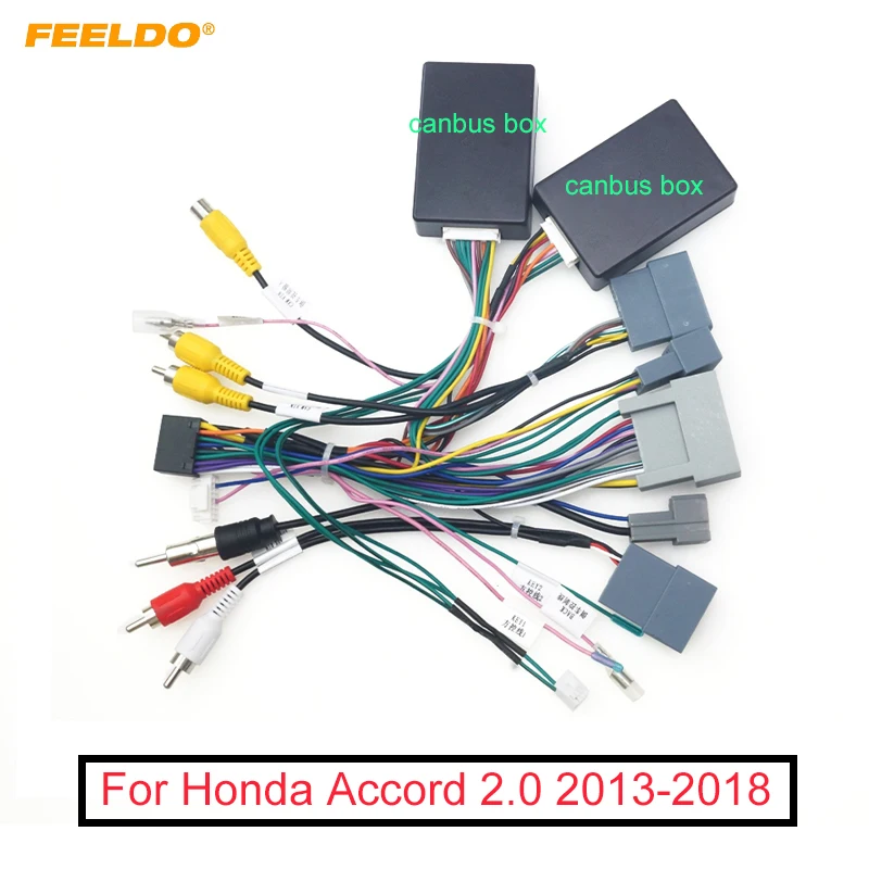 FEELDO автомобильный 16pin стерео жгут проводов с Canbus коробка для Honda Accord Aftermarket аудио