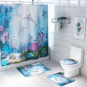Creative Coral Dolphin Printed Waterproof Shower Curtain Bath Mat Set WC Cover Floor Rugs Pad Bathroom Carpet Toilet Home Decor
Creative Coral Dolphin Printed Waterproof Shower Curtain Bath Mat Set WC Cover Floor Rugs Pad Bathroom Carpet Toilet Home Decor