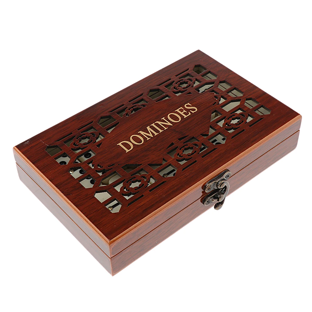 28pcs Domino Game Set Board Game Party Toy with Retro Wooden Box Holder