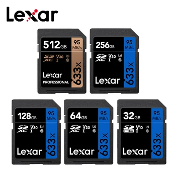 

Lexar 633x SD Card 256GB Memory Card 32GB UHS-I Flash Card 128GB 512GB High Speed Up To Max 95M C10 for Digital SLR/HD Camera