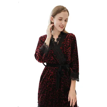 Pleuche Pajamas Leopard Sexy Lace Sling Nightgown Tops Women's New Korean-style Long-sleeved Leisure Style for Autumn and Winter
Pleuche Pajamas Leopard Sexy Lace Sling Nightgown Tops Women's New Korean-style Long-sleeved Leisure Style for Autumn and Winter
