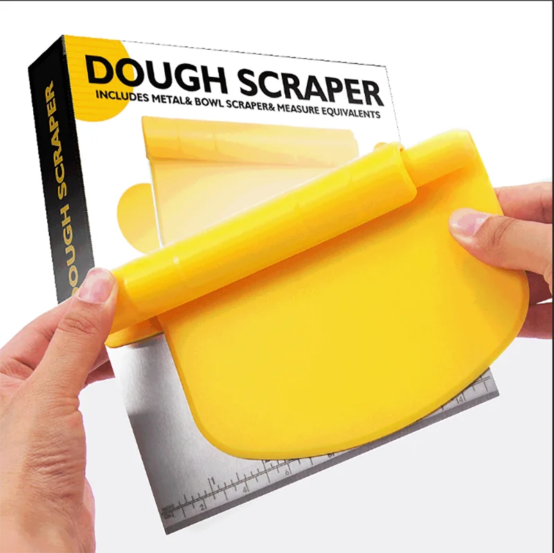 Stainless Steel Dough Cutter 2-in-1 Scraper With Scale Cutter Roll Handle Flour Dough Scraper Baking Tools
Stainless Steel Dough Cutter 2-in-1 Scraper With Scale Cutter Roll Handle Flour Dough Scraper Baking Tools