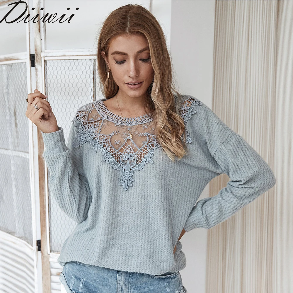 Diiiwii Spring Autumn New Sweaters Women Fashion O-Neck Spliced Lace Sexy Solid Jumpers Female Casual Loose Long Sleeve Knitted
Diiiwii Spring Autumn New Sweaters Women Fashion O-Neck Spliced Lace Sexy Solid Jumpers Female Casual Loose Long Sleeve Knitted