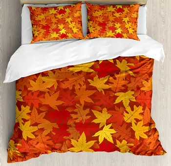 Orange Duvet Cover Set Colorful Autumn Fall Season Maple Leaves in Unusual Designs Nature Print Decorative 3 Piece Bedding Set
Orange Duvet Cover Set Colorful Autumn Fall Season Maple Leaves in Unusual Designs Nature Print Decorative 3 Piece Bedding Set