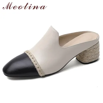 Meotina Women Pumps Rivet Natural Genuine Leather High Heel Mules Shoes Espadrille Thick Heels Lady Footwear Autumn Beige Black
Meotina Women Pumps Rivet Natural Genuine Leather High Heel Mules Shoes Espadrille Thick Heels Lady Footwear Autumn Beige Black