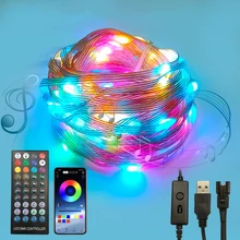 5M/10M Led USB Christmas Tree String Light RGB Silver Wire Light with Smart Bluetooth App Remote Control for Garland Xmas Decor
5M/10M Led USB Christmas Tree String Light RGB Silver Wire Light with Smart Bluetooth App Remote Control for Garland Xmas Decor